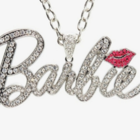 Barbie Crystal Pendant Necklace Rhinestone 18”-20" Chain Silvertone NEW - Picture 2 of 5